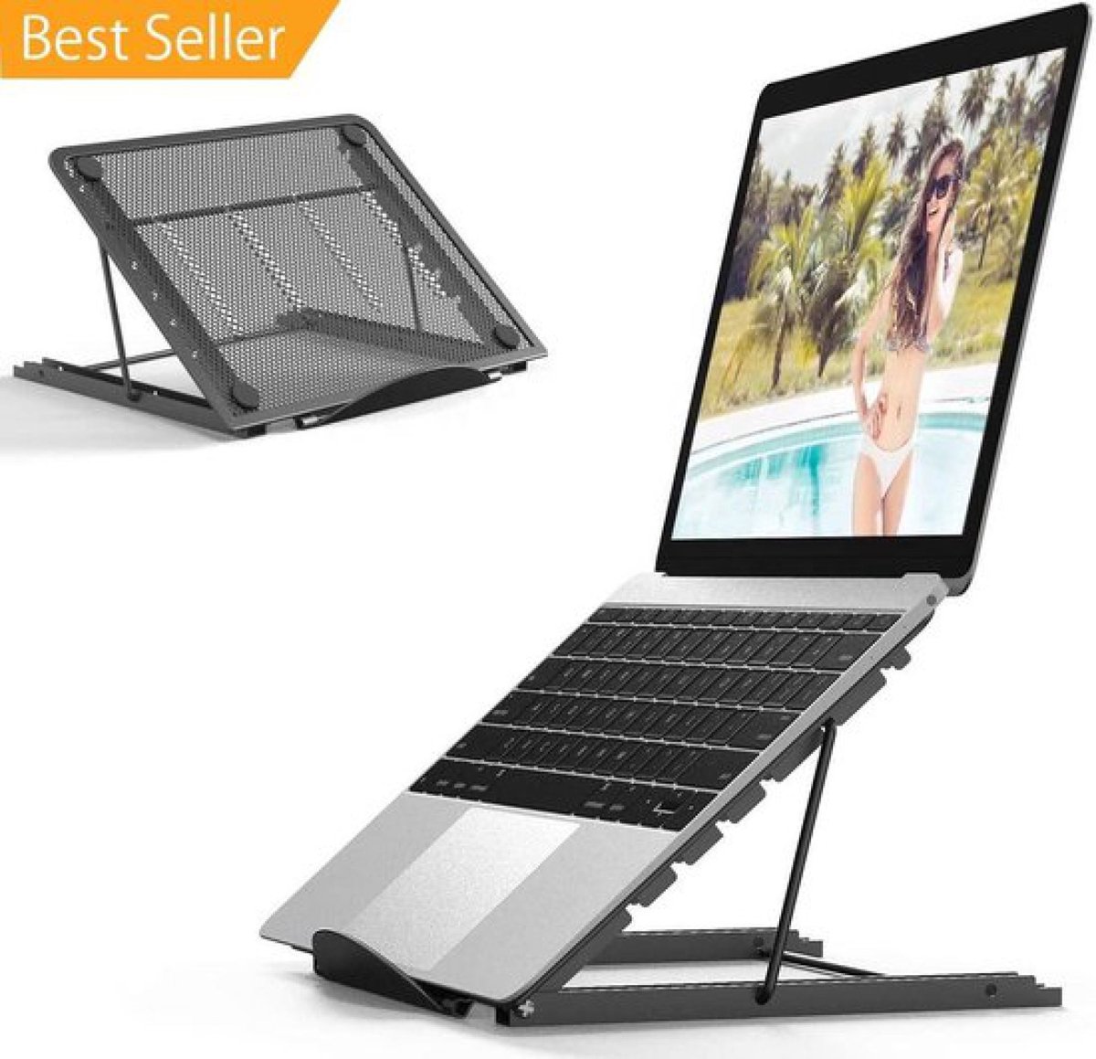 laptop standaard - laptop houder - verstelbaar - zwart - Groot