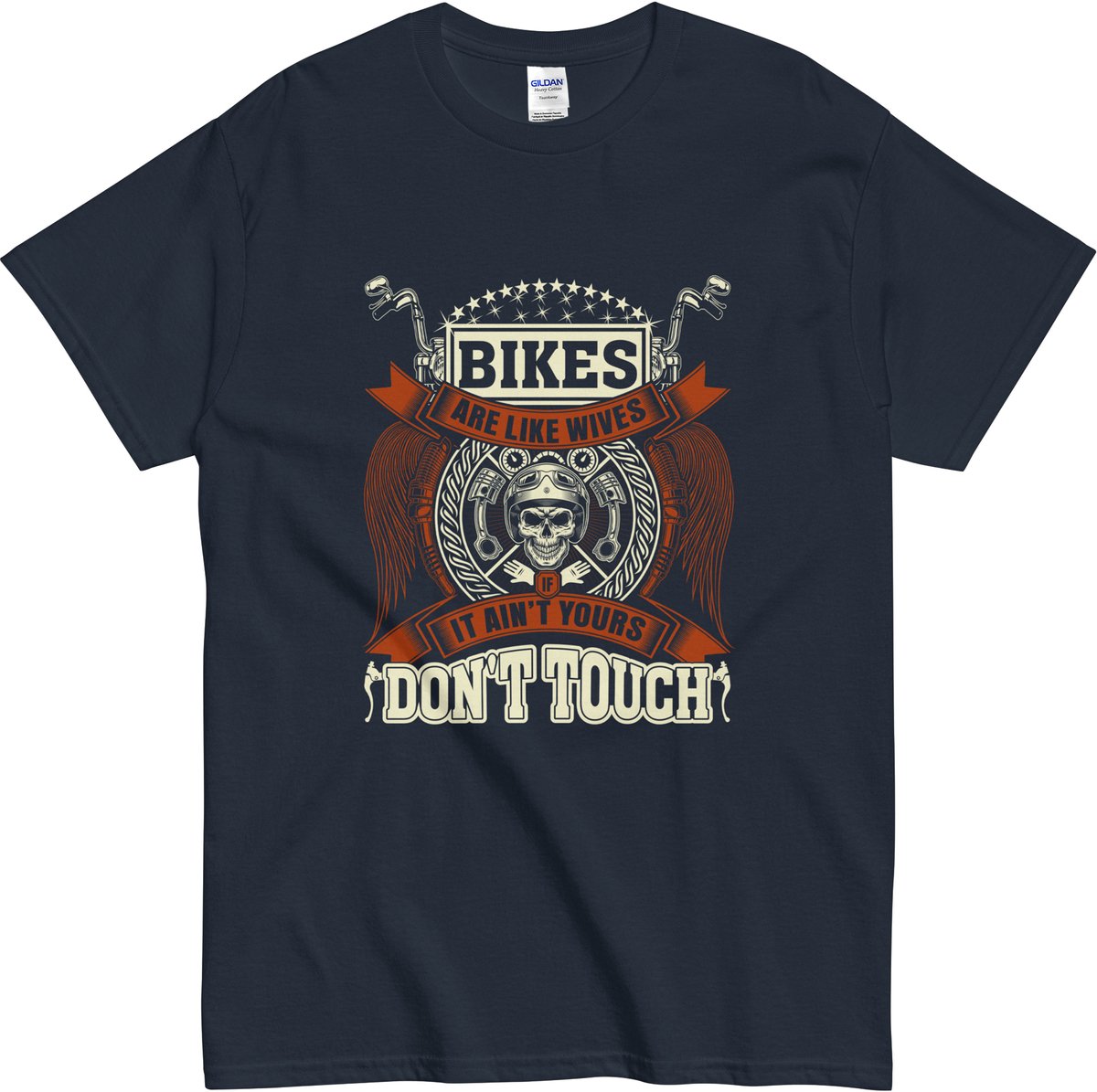 Don't Touch my Bike T Shirt - Vrouwen en Mannen - Motor Shirt met Skull en Vleugels - Blauw - 3XL