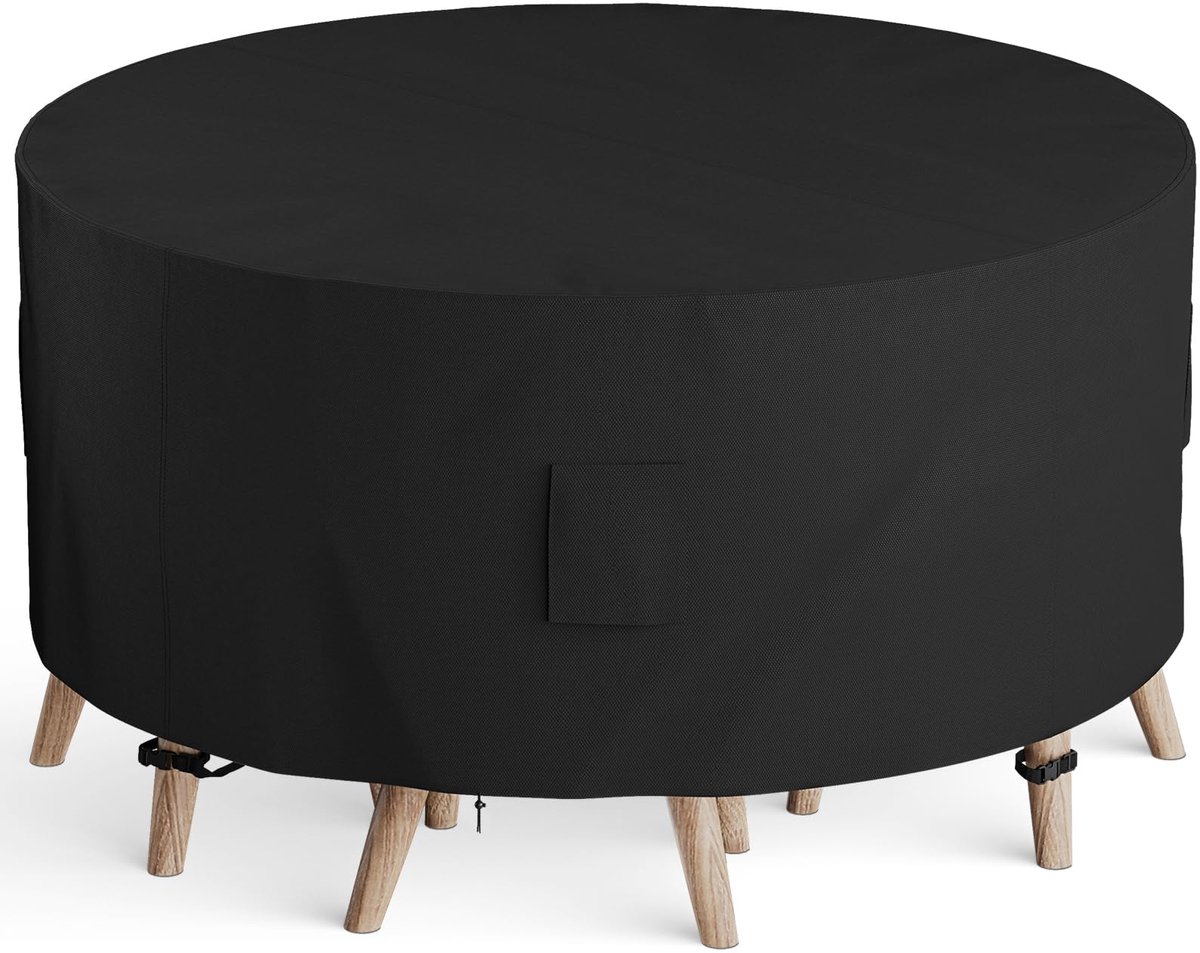 Ibenzoa Ronde Weerbestendige Beschermhoes voor Tuinmeubelen met Ventilatie en UV-bescherming 274 x 80 cm Zwart