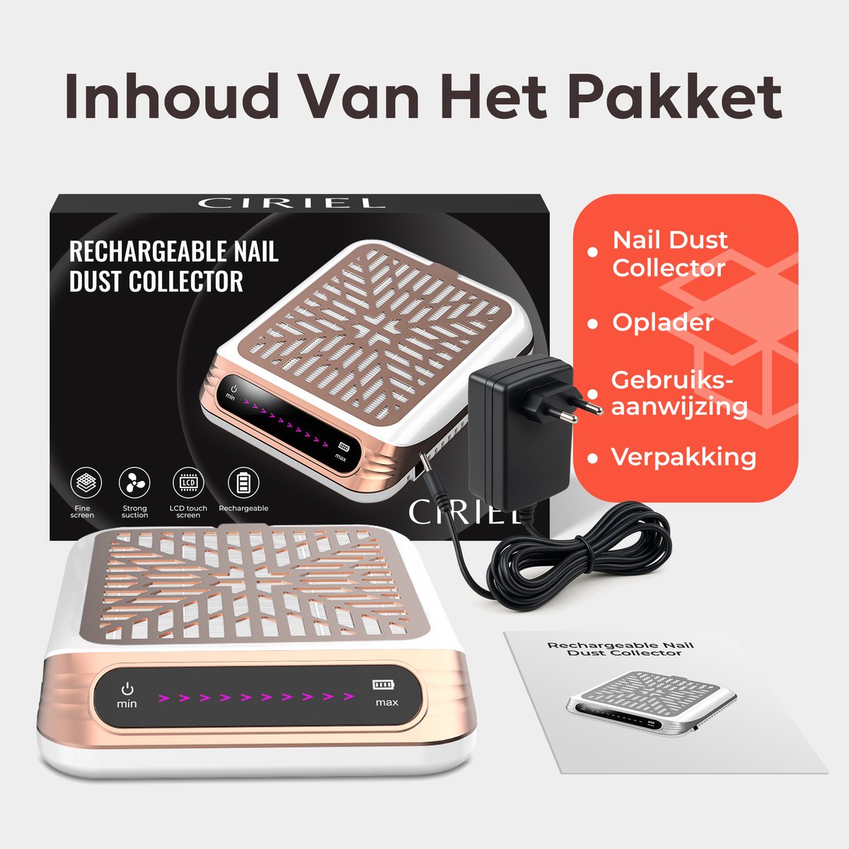 Ciriel Nail Dust Collector – Oplaadbare Stofafzuiger 100W met