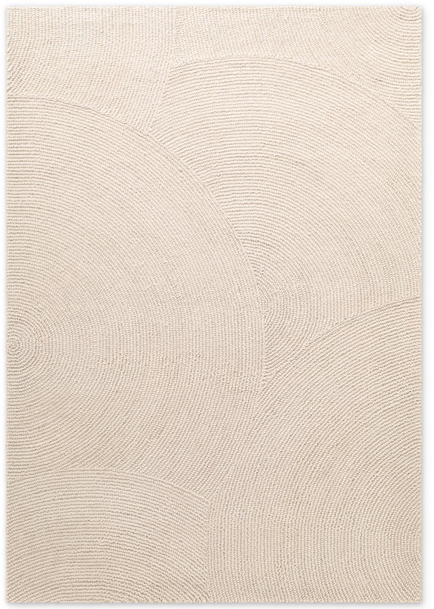 Flycarpets Calmio Wollen Vloerkleed Creme - Laagpolig - Japandi / Scandinavisch - 200x300 cm