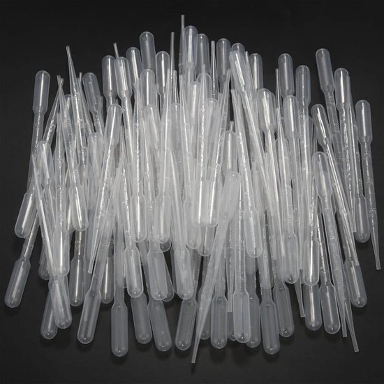 Produktbild von 200x Pipetten Aus Kunststoff – 3 Ml, Transparent, Mit Skala – Ideal Für Labor, Schule, Kunstharz & Aquarell
