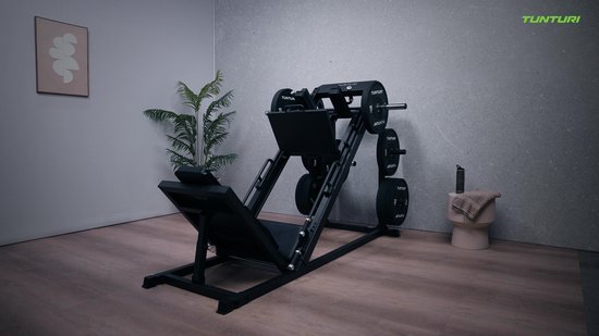 Station de musculation Tunturi LP60 Leg Press/Hack Squat - Appareil de musculation à charge libre - Équipement de fitness - Poignées antidérapantes - Appareil robuste