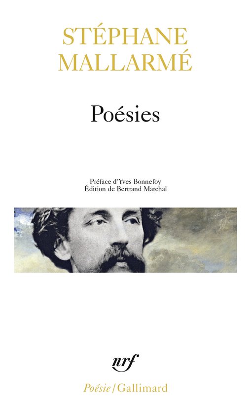 Couverture de livre avec portrait de Stéphane Mallarmé, titre "Poésies"