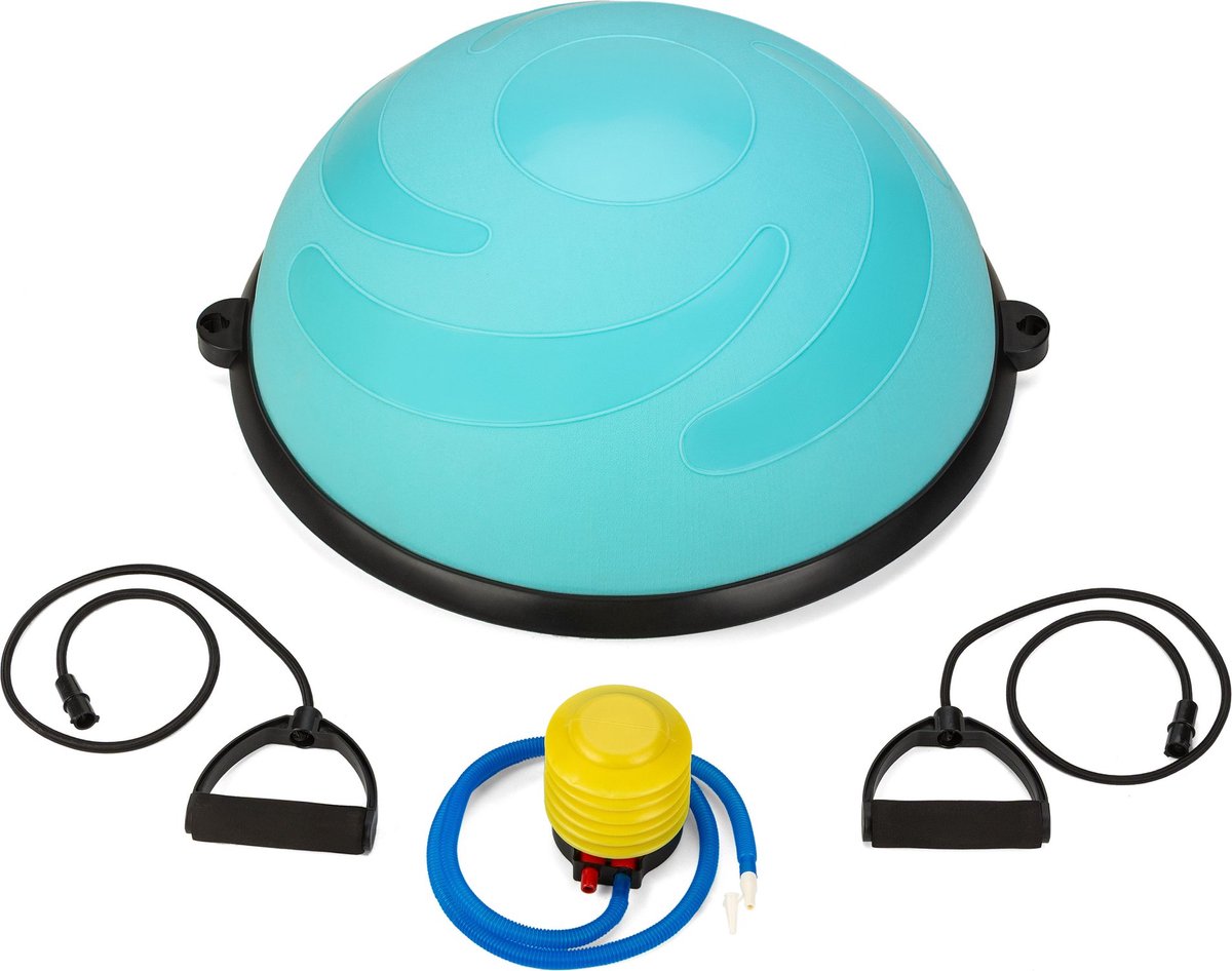 Gymtek® Balance Board - Wiebelkussen - Balanstrainer - Balanskussen - Balandsbord - incl. Pomp en Weerstandsbanden - Ø 58 cm - Home Gym, Fitness