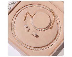 4-5mm - Natuurlijk schelpenparel ketting set - Natuurlijke parelketting - parelarmband - pareloorbellen - Bijoux - cadeau - Valentijnscadeaus - verjaardagscadeau - Kerstgeschenken