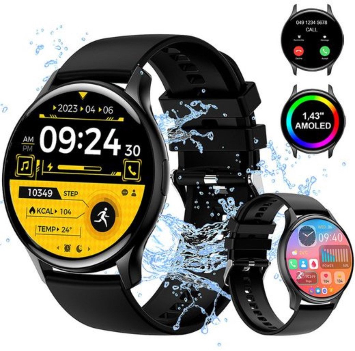 Manike G87 Smartwatch – 1,39 inch Display - Hartslag - & Bloeddrukmeting - SpO₂ - Slaapmonitoring - Multisport - IP68 Waterdicht - 7 Dagen Batterij - Meldingen - 100+ Sportmodi - Android & iOS Compatibel