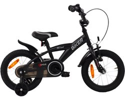 2Cycle Biker kinderfiets 14 inch (3 tot 5 jaar) voor jongens zwart