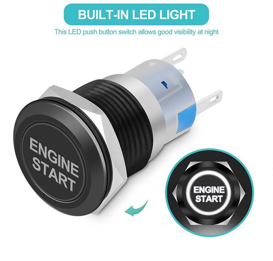 12V Ontstekingsschakelaar,Universele Aluminium Auto Auto 3 Positie OP OFF Start Contactschakelaar Controls W/2 Toetsen SPB501