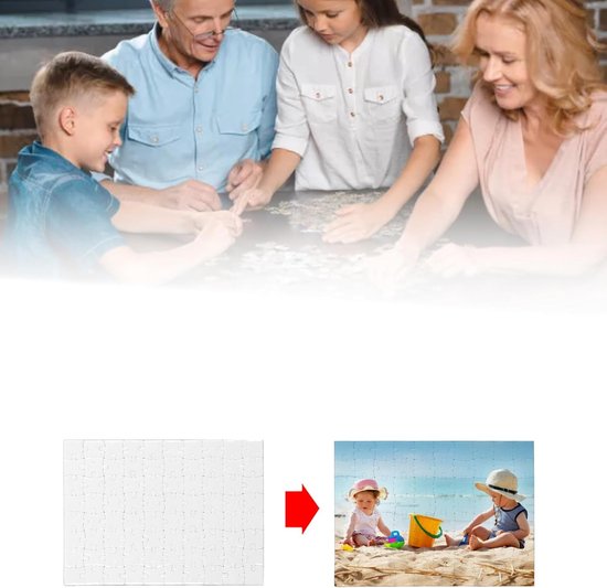 6 stuks witte puzzels - 80 delen - individueel vormgeven en beschilderen - lege puzzel met glanzend oppervlak - voor kinderen - doe-het-zelf kunst - handwerk - party - gastenboek - creatief project - personaliseerbare puzzel — afbeelding 3