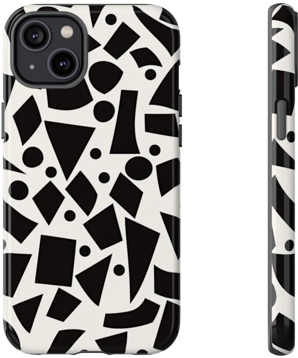 Zwart-Wit Geometrisch Abstract Patroon – Telefoonhoesje Geschikt voor iPhone 14 Plus
