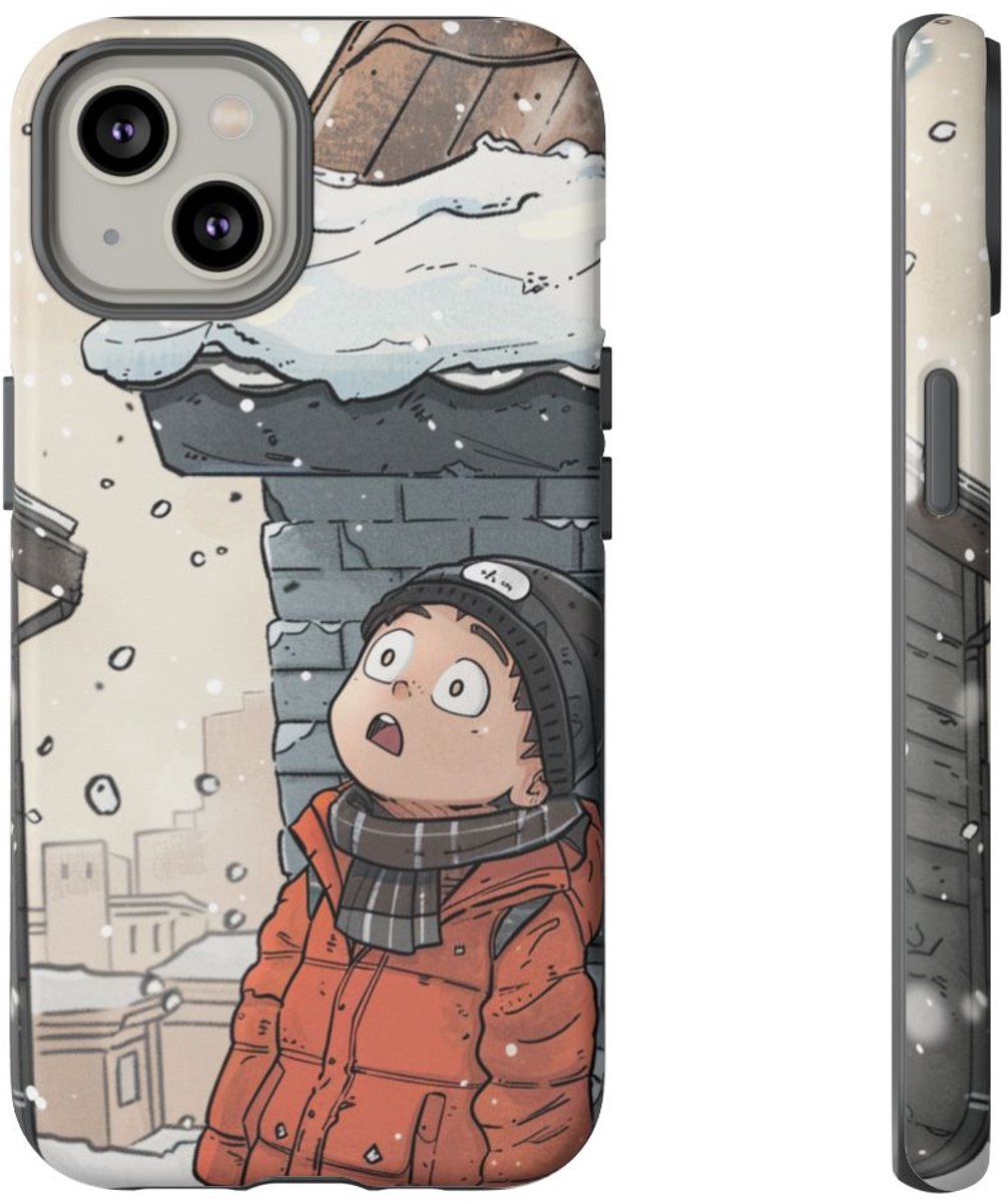 Chibi Wintertafereel met Besneeuwd Dak – Telefoonhoesje Geschikt voor iPhone 14