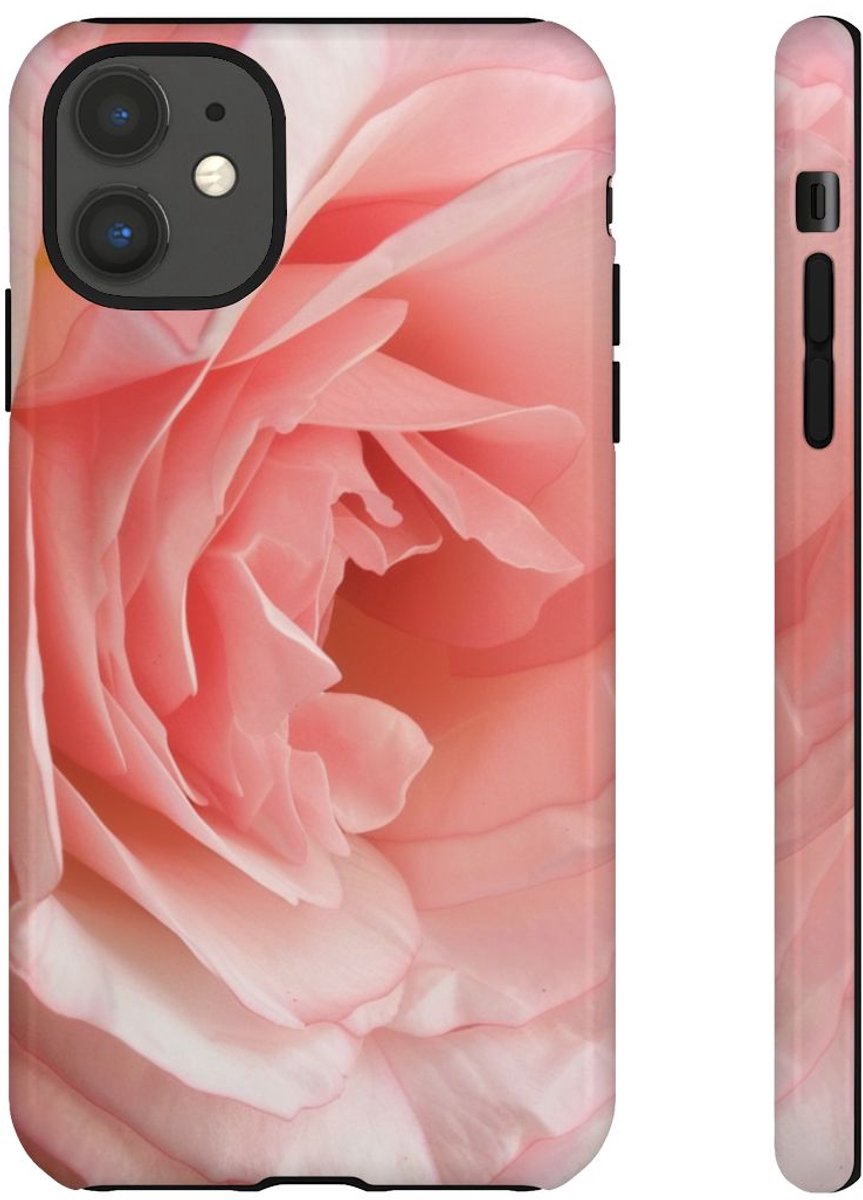 Zachtroze Roos van Dichtbij – Telefoonhoesje Geschikt voor iPhone 11