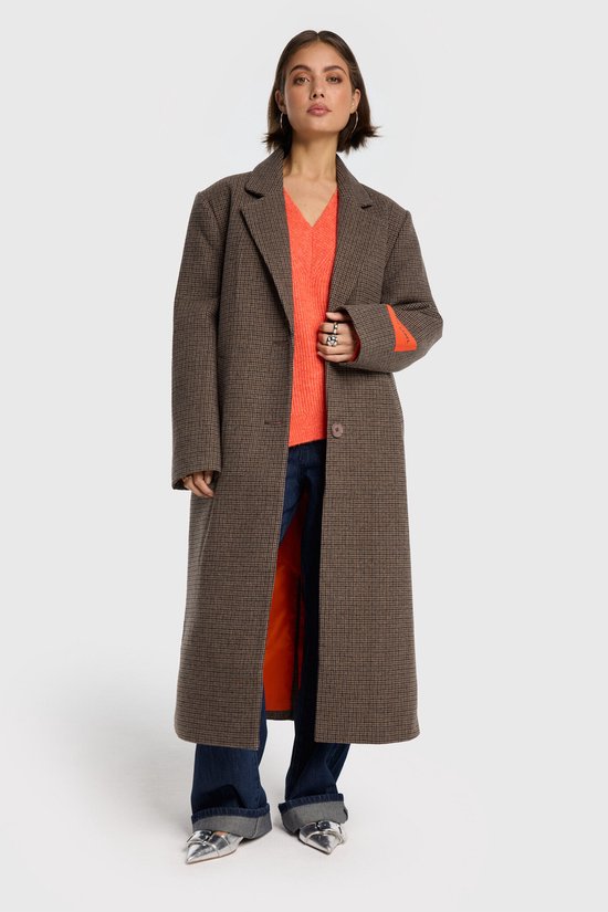 2508508325 ladies woven checked coat