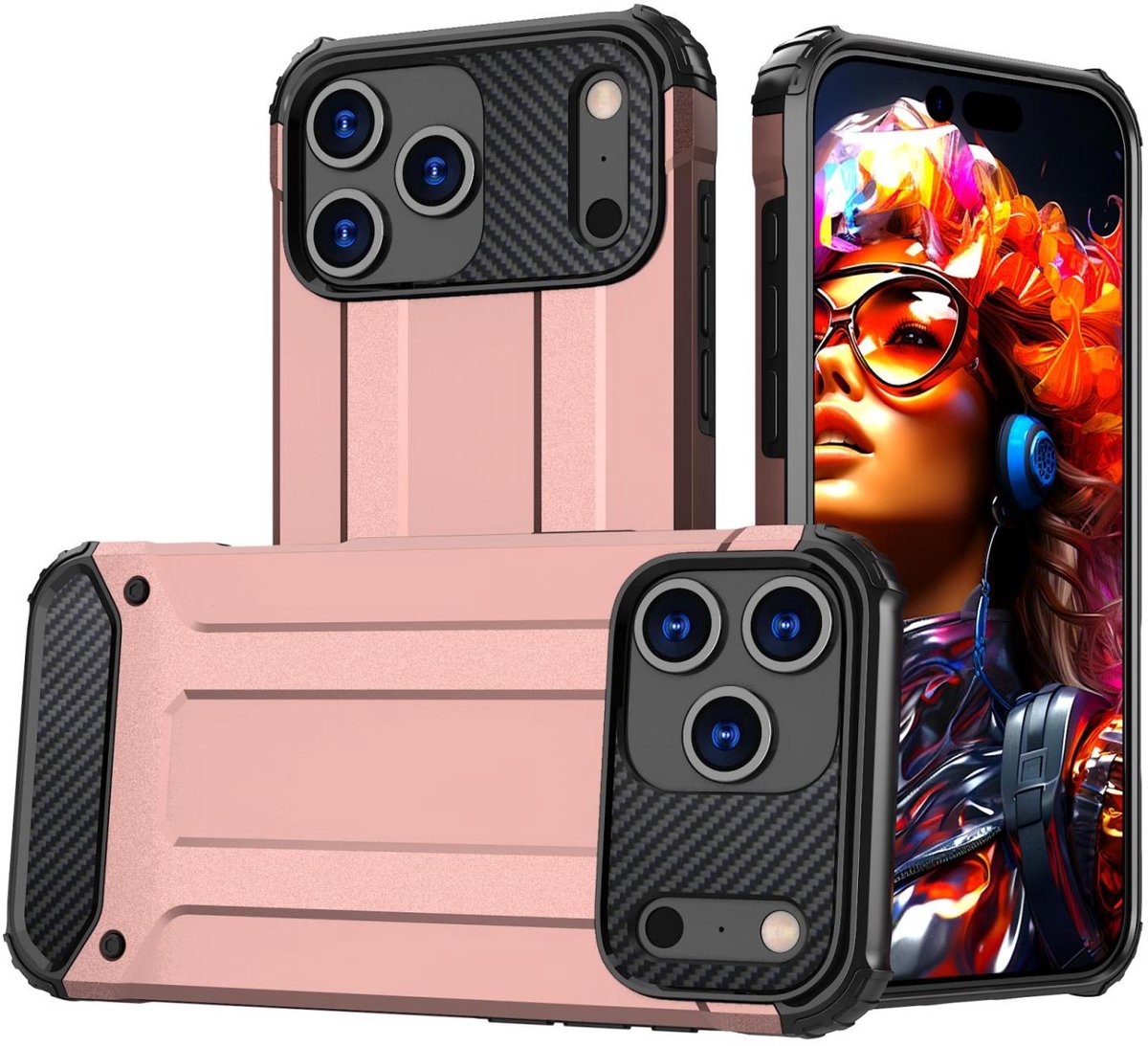 Mobigear Hoesje geschikt voor Apple iPhone 17 Pro Telefoonhoesje Hardcase | Mobigear Outdoor Backcover Shockproof | Schokbestendig iPhone 17 Pro Telefoonhoesje | Anti Shock Proof - Roségoud