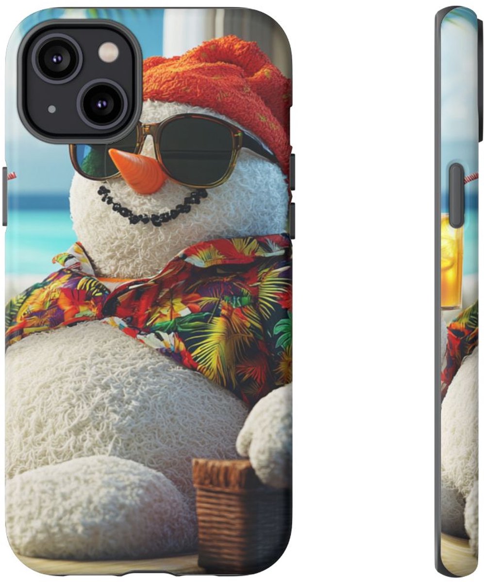 Sneeuwpop met Hawaiishirt en Zonnebril – Telefoonhoesje Geschikt voor iPhone 14 Plus