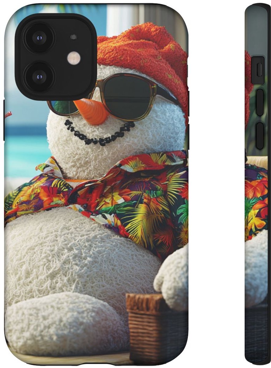 Sneeuwpop met Hawaiioverhemd en Zonnebril – Telefoonhoesje Geschikt voor iPhone 12