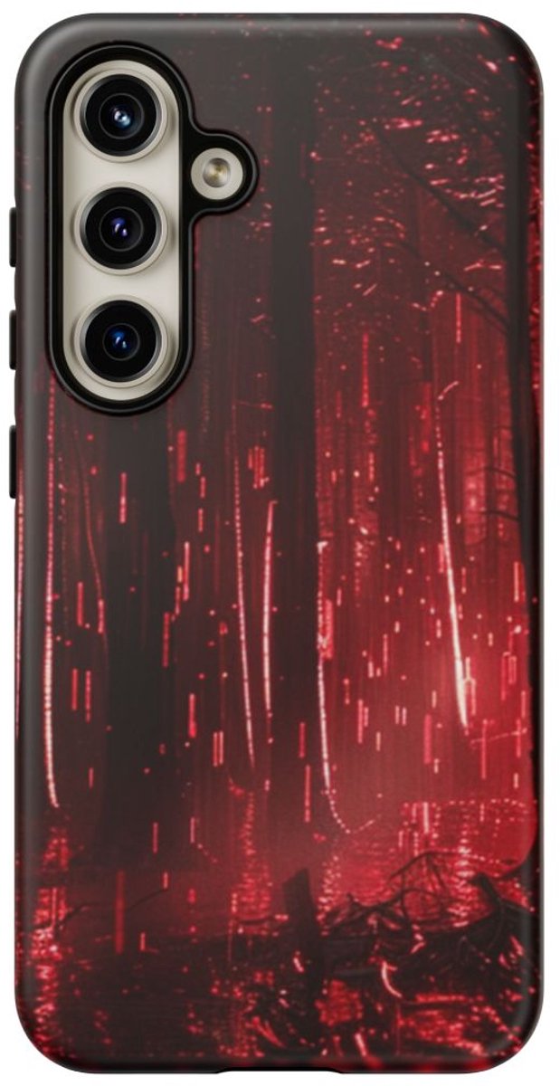 Donkerrood Verlichte Bos – Telefoonhoesje Geschikt voor Samsung Galaxy S24