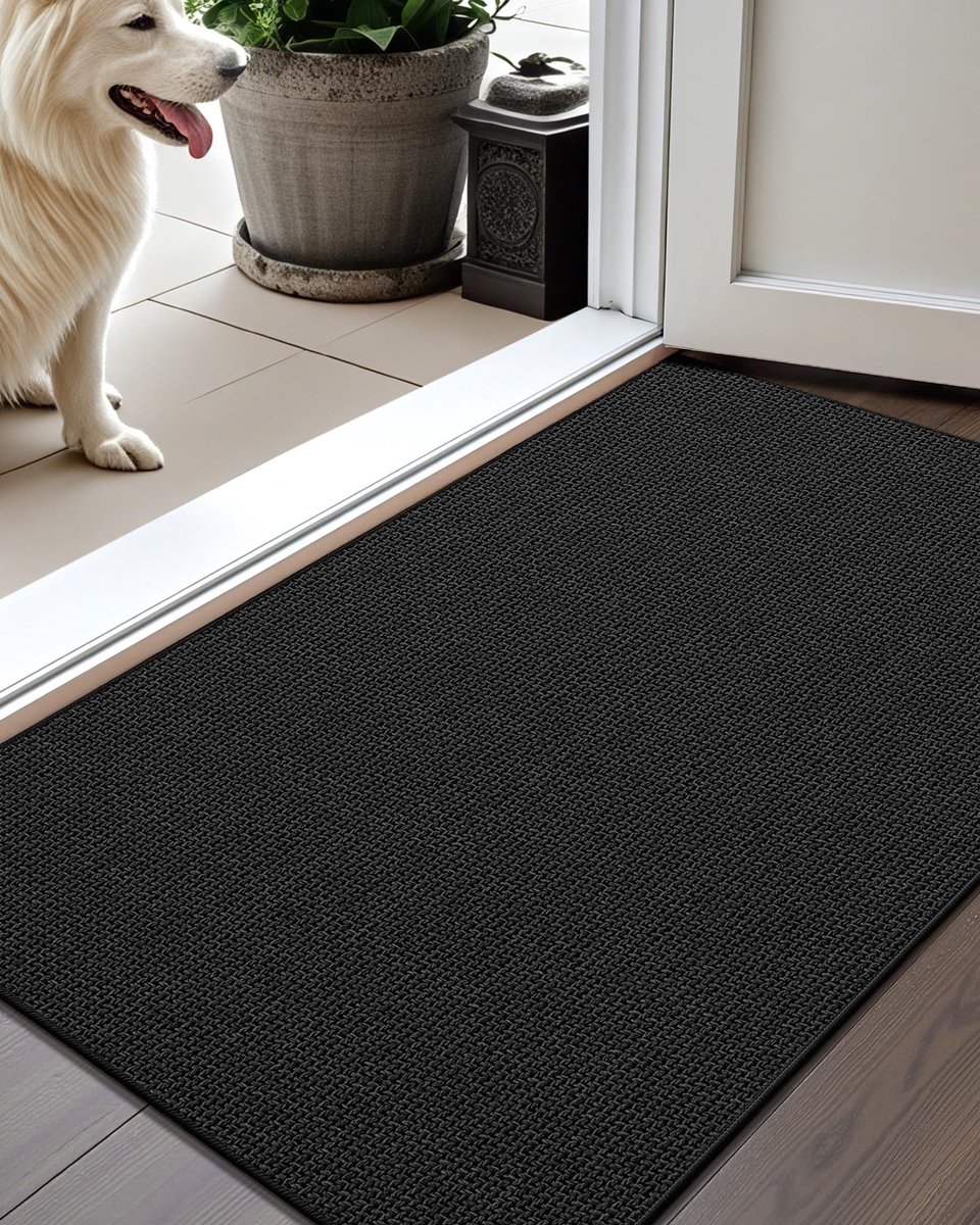 Ibenzoa Vloermat voor binnen met slank design en antislip functie, 61 x 92 cm, zwart