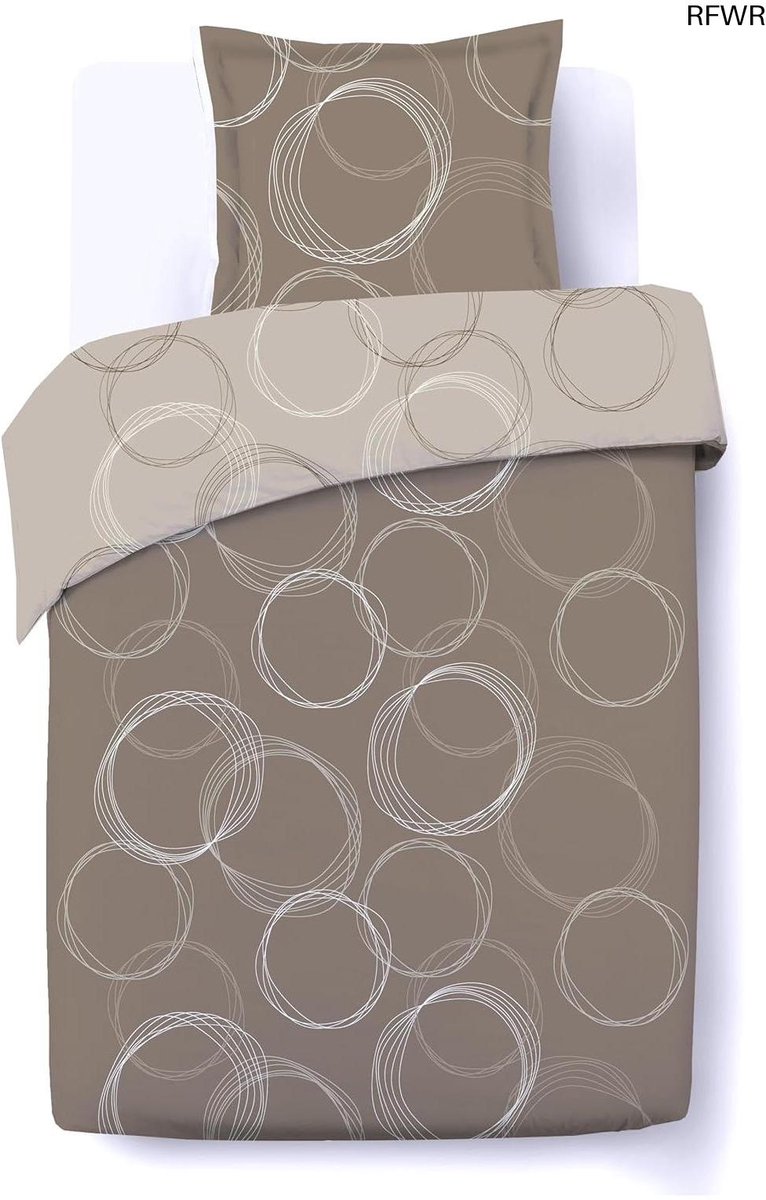 RFWR Omkeerbaar Beddengoedset 140 x 200 cm voor Eenpersoonsbed, Katoen, Beige en Taupe
