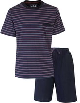 MEQ Pyjama short pour homme - Set pyjama - Col en V - Blauw foncé - Taille 3XL