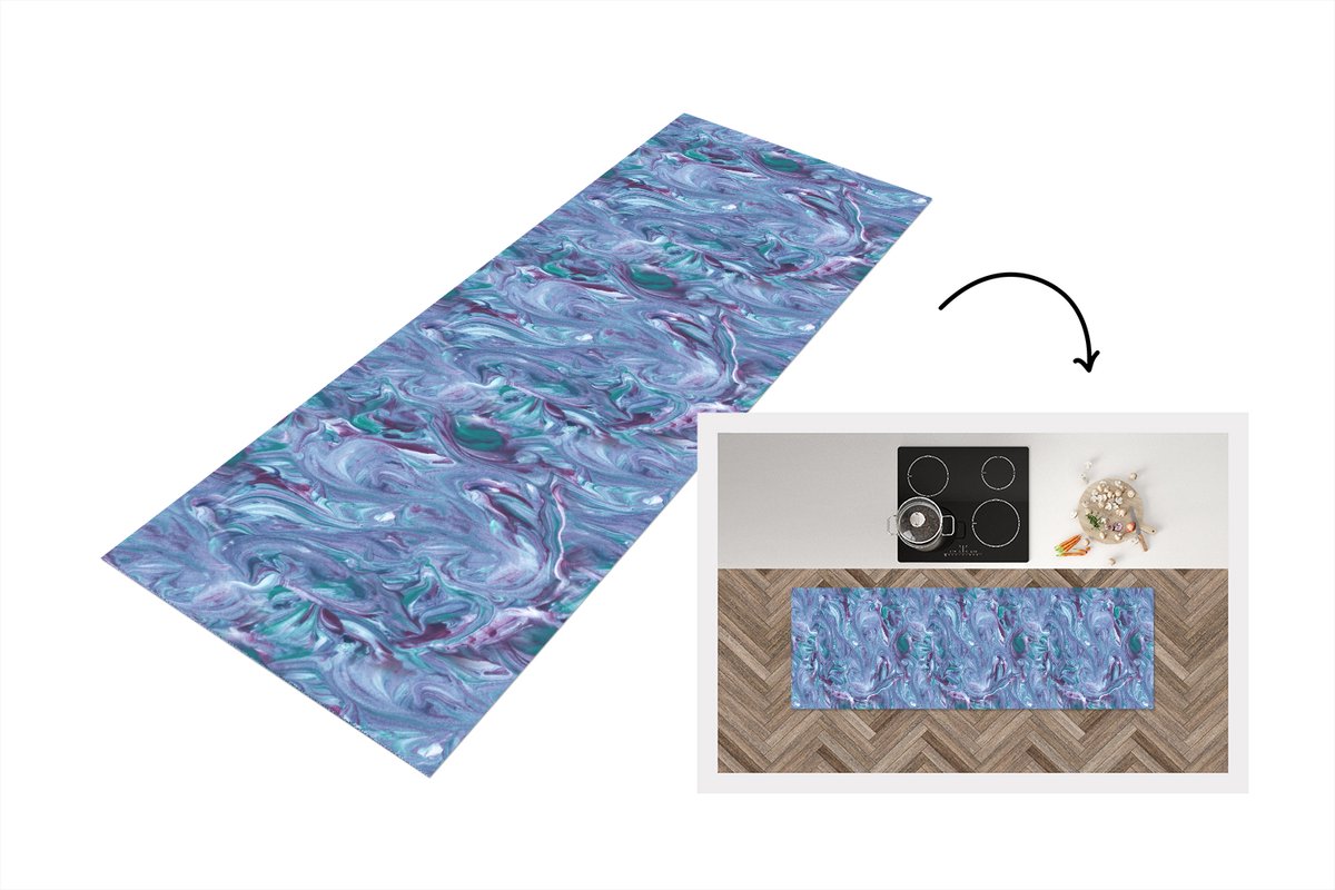 KitchenYeah Keukenloper 180x60 cm - Keukenmat vinyl Marmer - Verf - Abstract - Patronen - Keukenmatten loper - Keuken vloerkleed tapijt