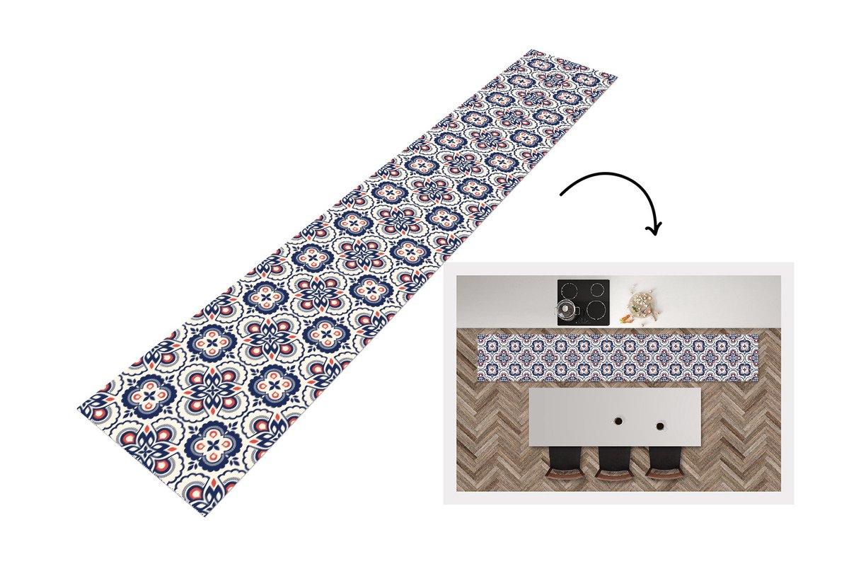 Keukenloper 360x60 cm - Keukenmat vinyl Bloemen - Retro - Design - Keukenmatten loper - Ke