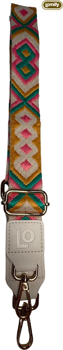 Lomify Pattern Strap Dubbele Ruit Groen & Roze & Geel universeel telefoonkoord / Lanyard / phone strap met verstelbare schouderhals 80cm - 130 cm