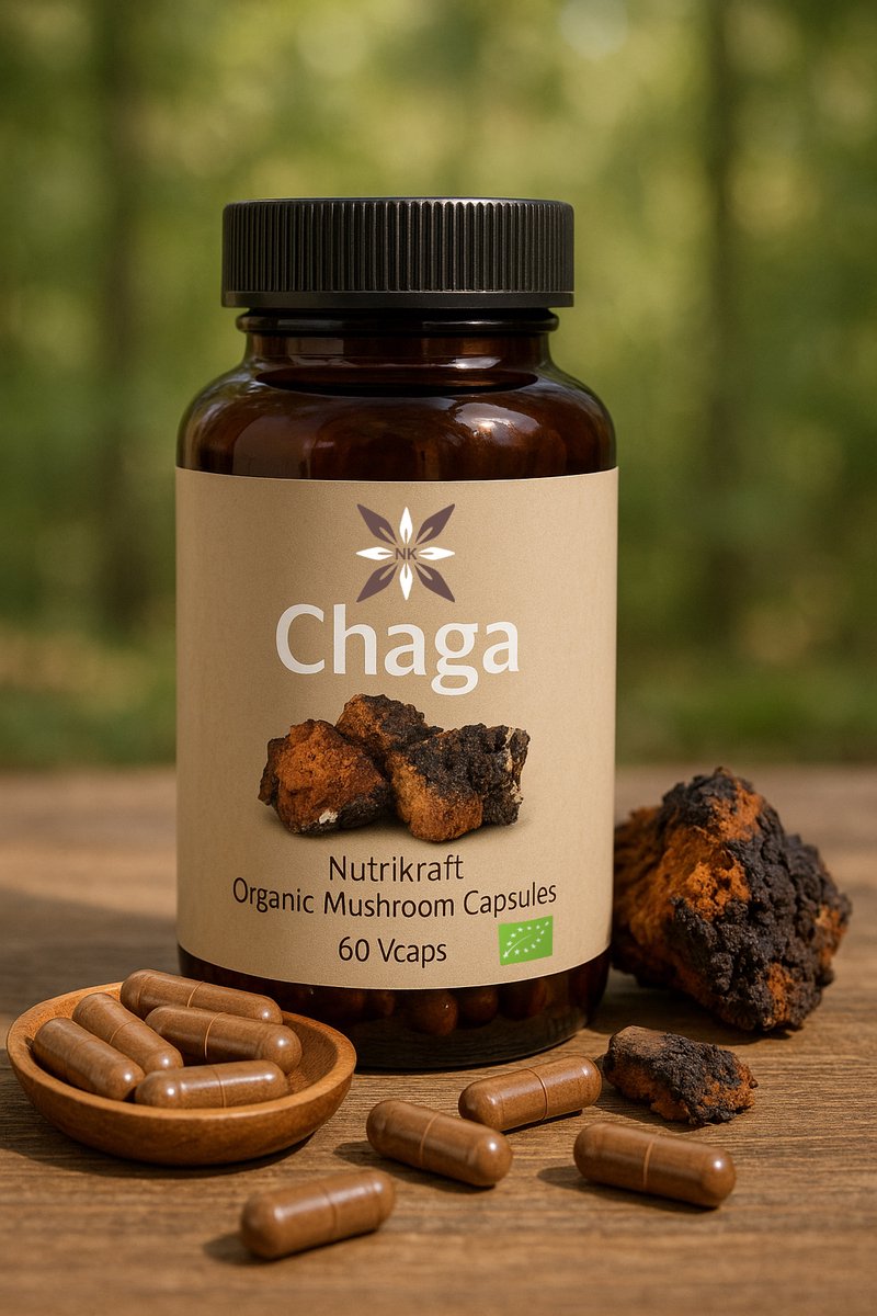 Nutrikraft - Chaga Capsules Bio 450mg 60 Caps - Pot 60 Capsules - Nutrikraft