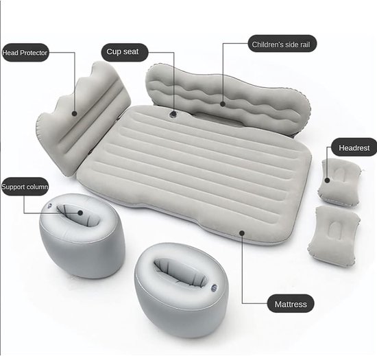 RFWR® Opblaasbaar autoluchtbed voor SUV, comfortabele slaapmatras met luchtpomp voor onderweg, ideaal voor camping en roadtrips — afbeelding 5
