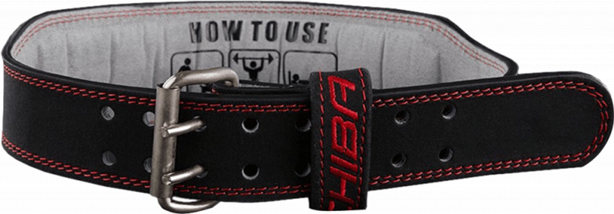 Chiba 40810 Leather Training Belt (Black/Red) XL - Accessoires - Riemen