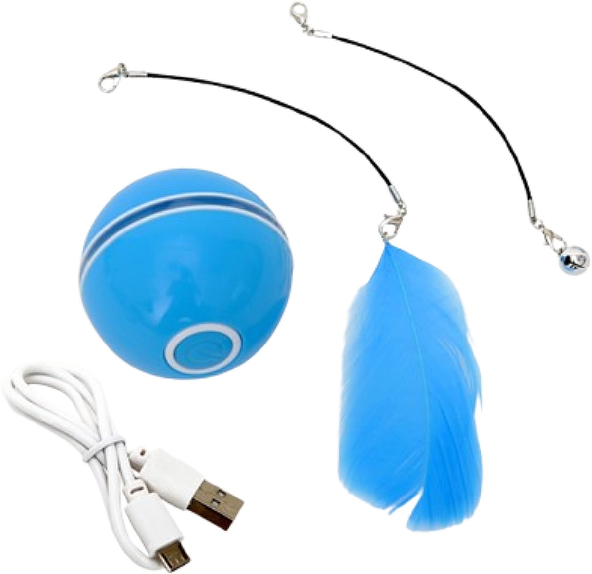 CHIWIN Speelgoed voor dieren - Interactieve Elektrische Kattenbal – 360° Rollend met LED Licht – USB Oplaadbaar – Automatisch Speelgoed voor Katten – Blauw