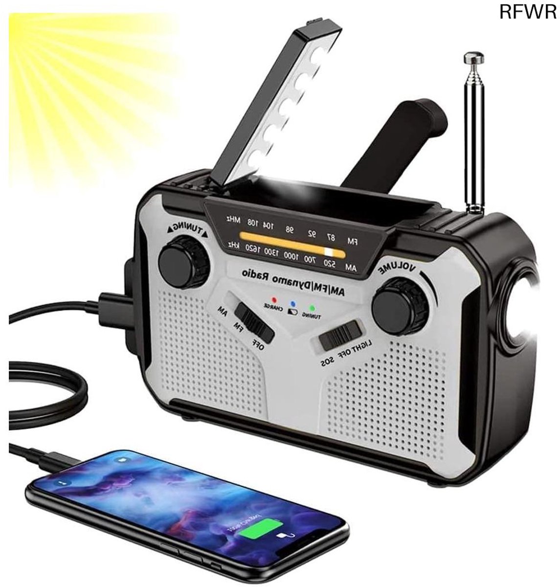 RFWR® Draagbare Zwengelradio met Dynamo en Oplaadbare Batterij voor Noodgevallen en Outdoor Activiteiten
