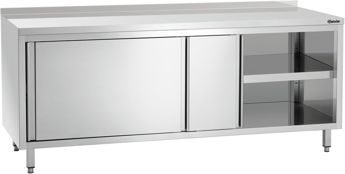 Bartscher Werkkast B2000 - RVS - Schuifdeuren - Tussenschap - 2000x700x850mm