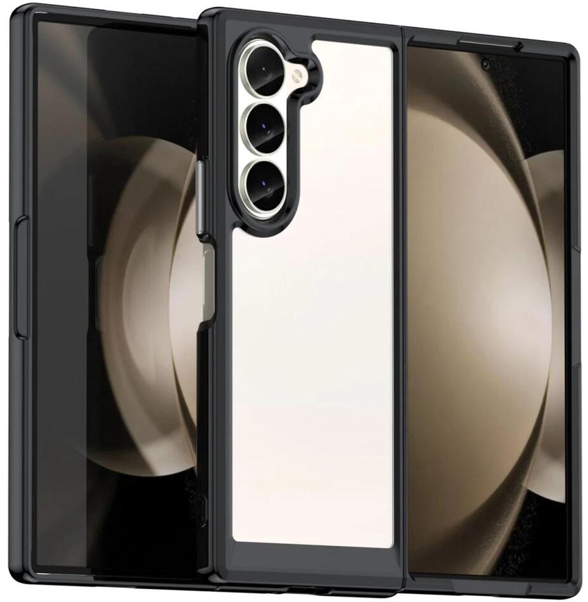 Hoesje Geschikt voor Samsung Galaxy Z Fold 6 - Shock Proof Back Cover Transparant/Zwart