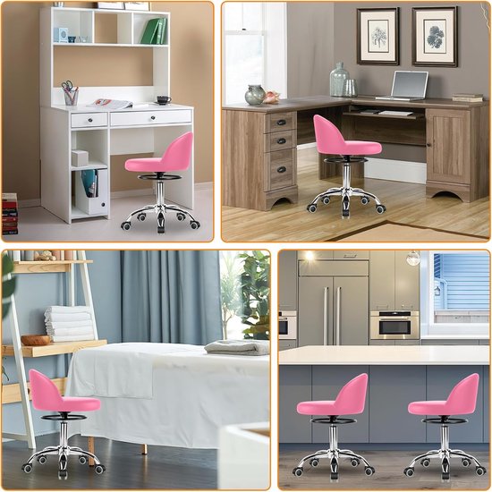 WOLTU Bureaustoel – Ergonomisch, Hoogteverstelbaar, Fluweel, Roze – Met Wielen, 360° Draaibaar, Max. 150 Kg, Voor Thuis & Kantoor