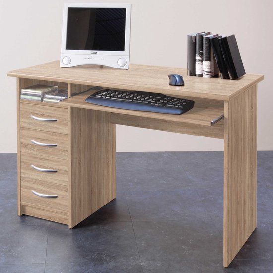Bureau Jils 110cm avec 4 tiroirs - chêne - Bega Consult - Bureaux réglables en hauteur - Brun - Panneaux de particules - Bureaux réglables en hauteur