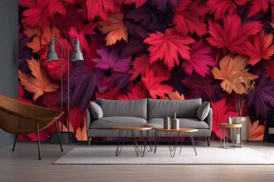 Vliesbehang Fotobehang - Autumn's Vibrant Whispering Canopy - 250x50 centimeter