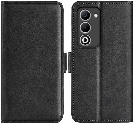 MobyDefend Hoesje - Geschikt voor Oppo A5 5G - Luxe Wallet Book Case (Sluiting Zijkant) - Zwart