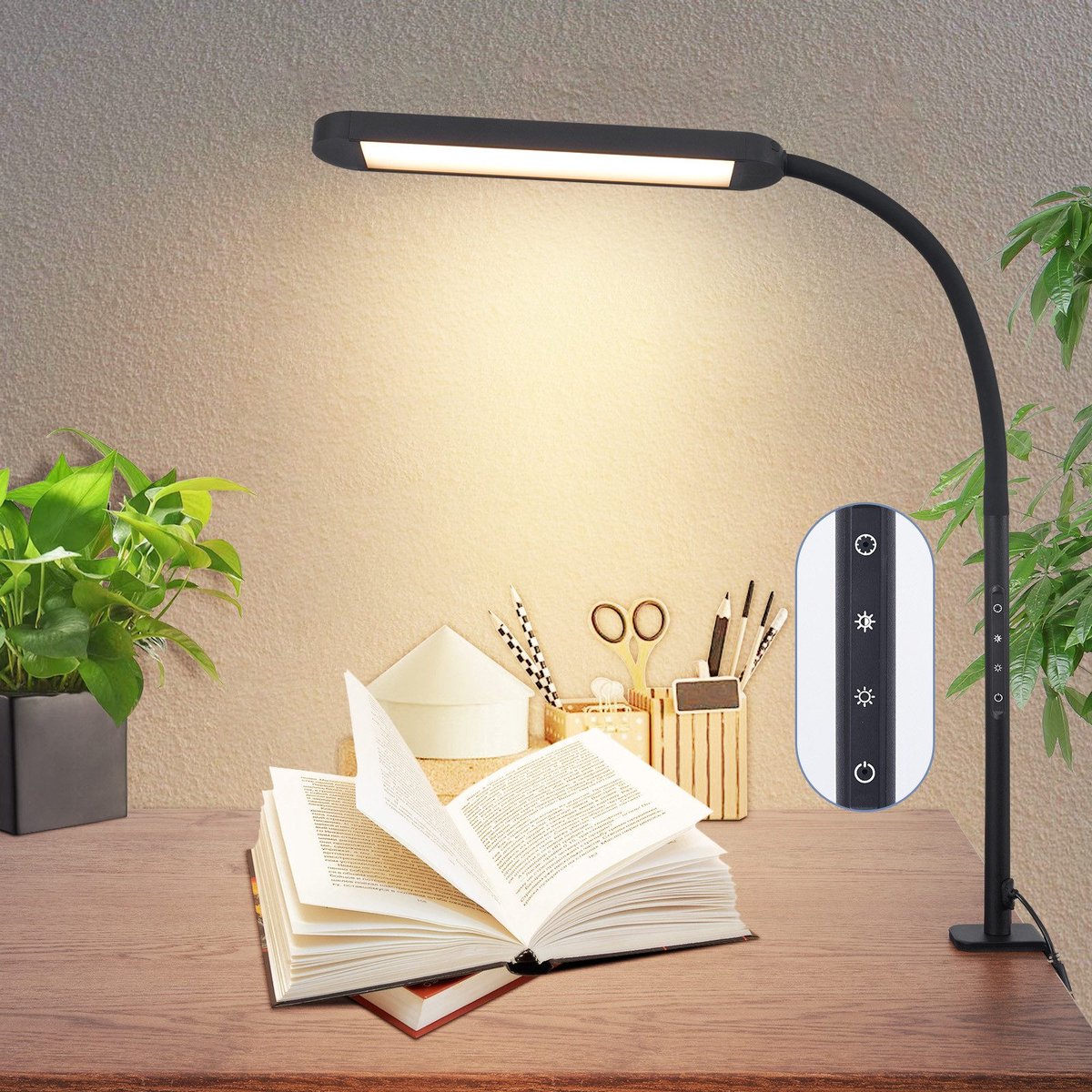 NETTLIFE Tafellamp LED - Flexibel Klemlamp, Dimbaar 3000-6500K