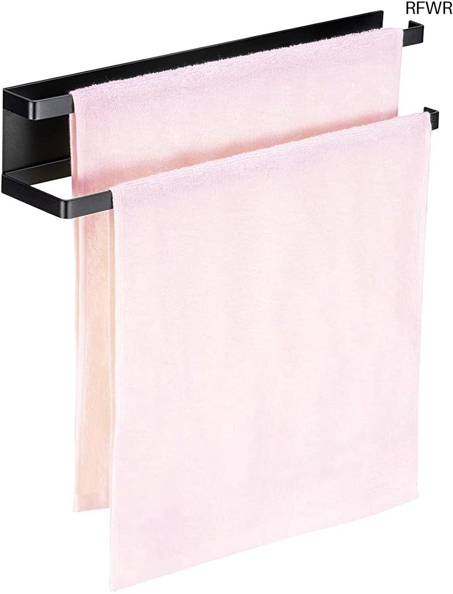 RFWR® Magnetische Keukenhanddoekhouder - Multifunctioneel Rek voor Koelkast, Deur en Vaatwasser - Zonder Boren - Modern Zwart