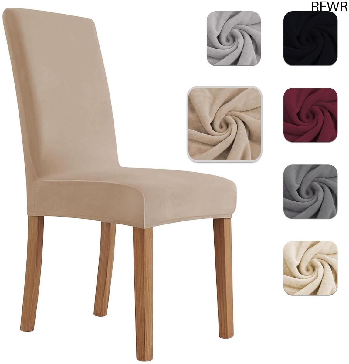 RFWR® Universele Stoelhoezen met Rugleuning - Set van 6 - Comfortabel en Krasbestendig - Voor Keuken en Woonkamer - Zacht Fluweel