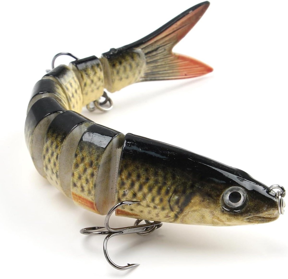 Allecto Plus - Visaas 9 segmenten kunstaas spinaas multi-jointed swimbaits ankerhaken voor baars (L 19 g) - 135 cm - Realistisch en effectief materiaal