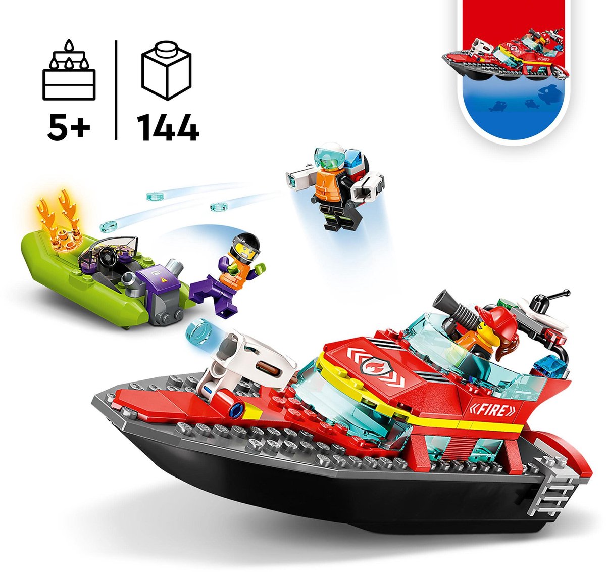 LEGO City Reddingsboot Brand Speelgoed voor Kinderen - 60373 — afbeelding 12