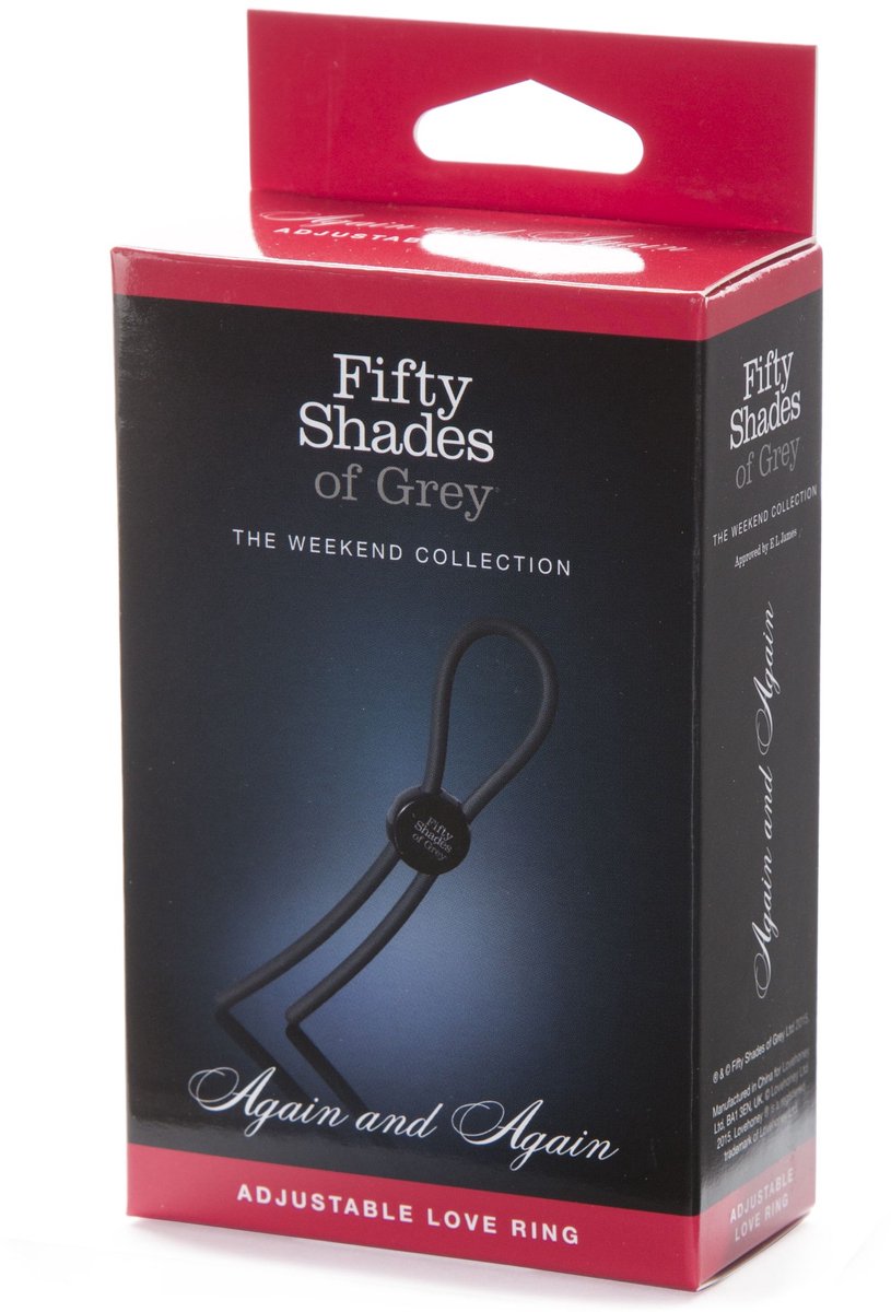 Goedkoopste Fifty Shades Again and Again - Siliconen Aanpasbare cockring - Zwart