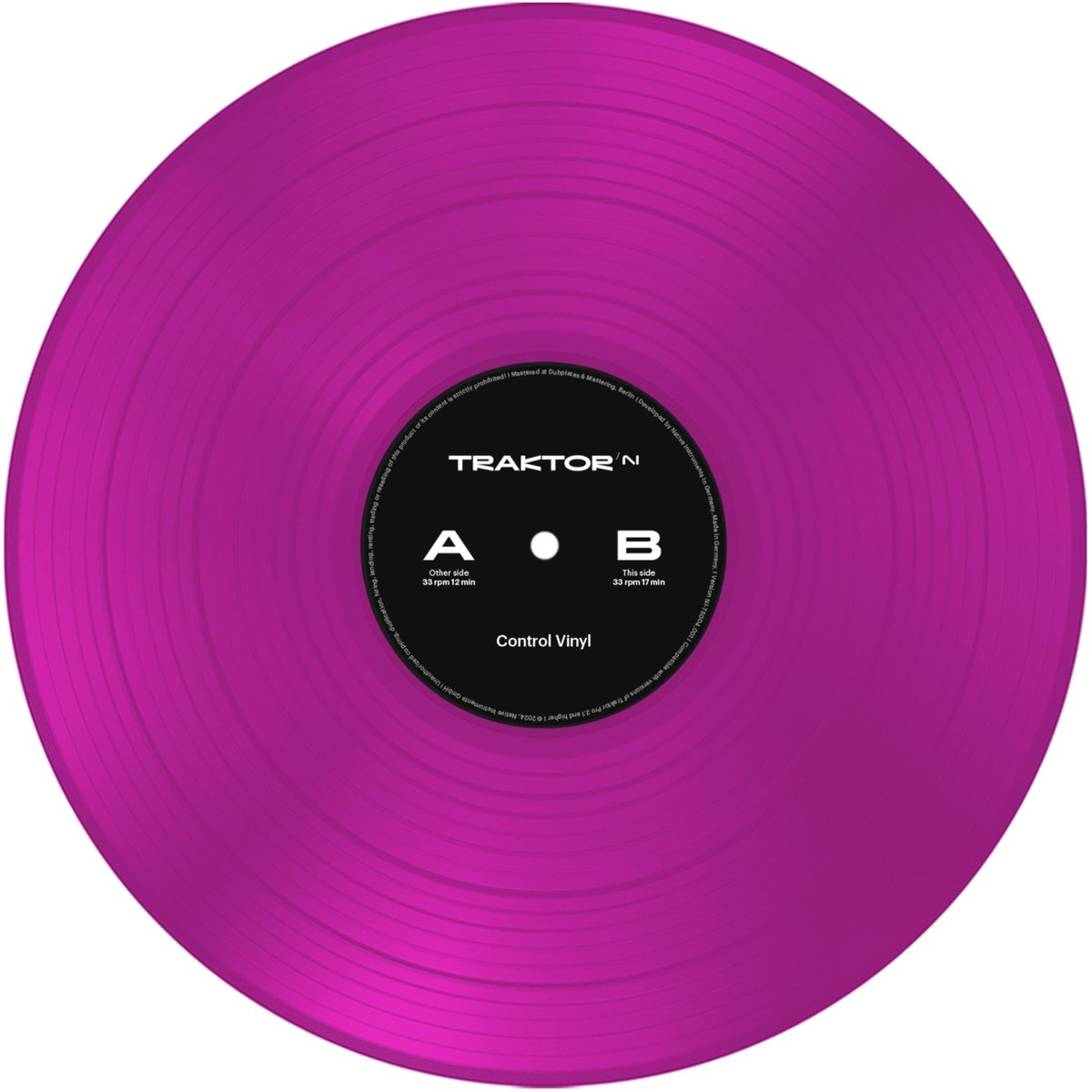 Native Instruments TRAKTOR Control Vinyl MK2 2024 Edition, neon-pink (Transparent) - DJ-control