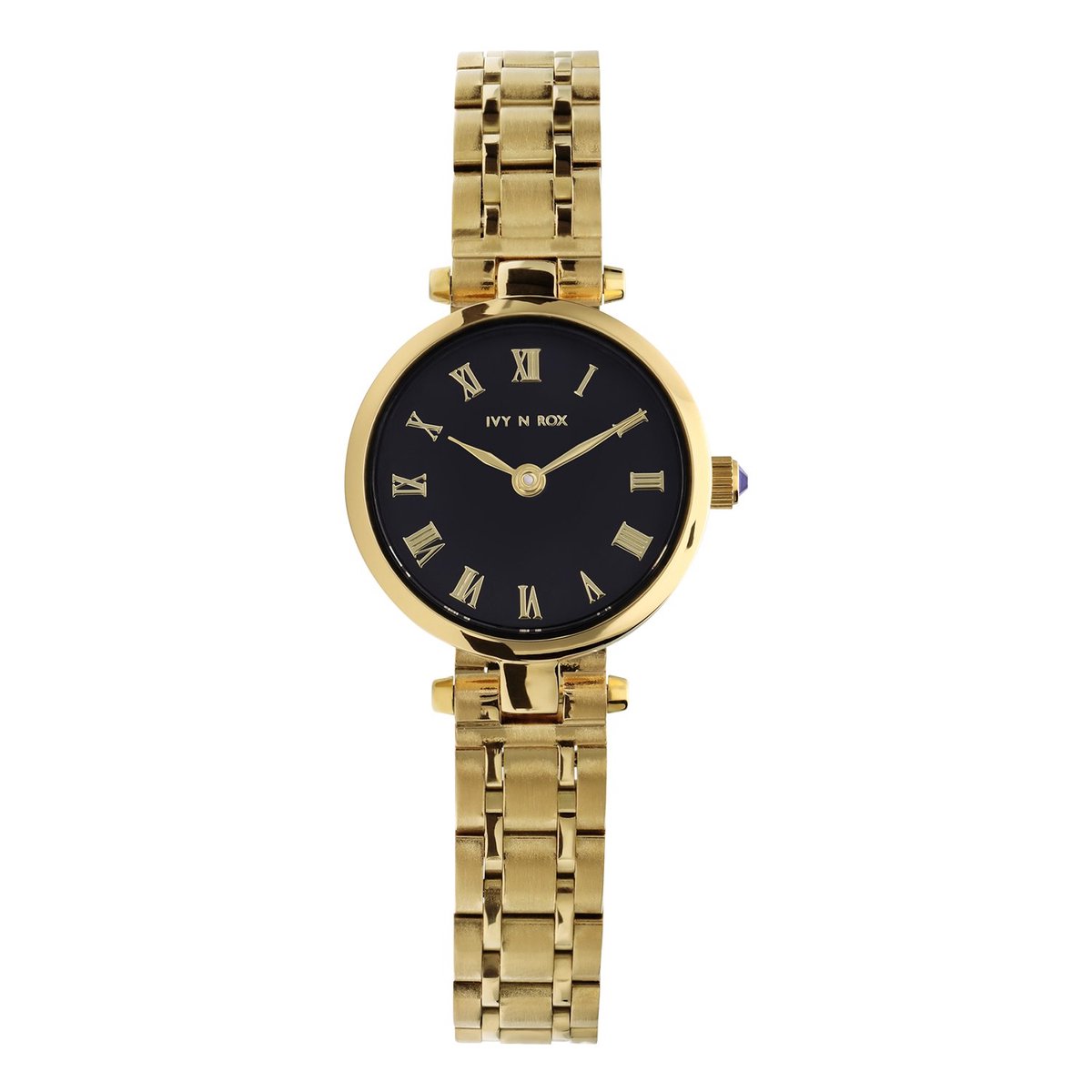 Lucardi Dames IVY N ROX stalen horloge met zwarte wijzerplaat - Horloge - Staal - Goudkleurig - 23.60 mm