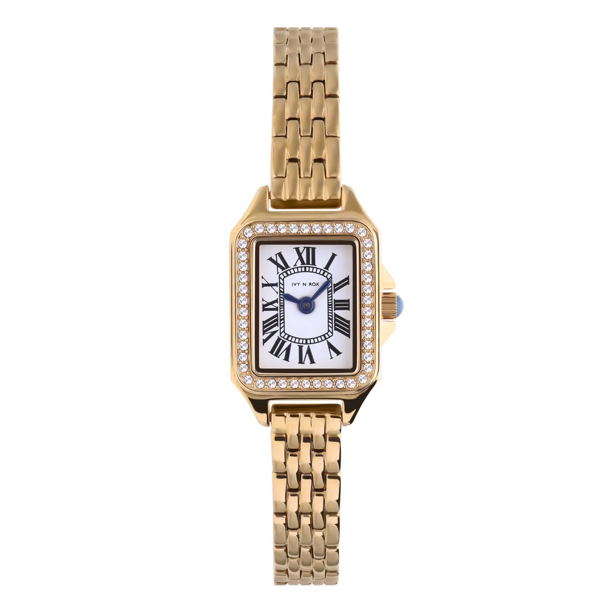 Lucardi Dames IVY N ROX stalen horloge goudkleurig met zirkonia - Horloge - Staal - Goudkleurig - 22.50 mm