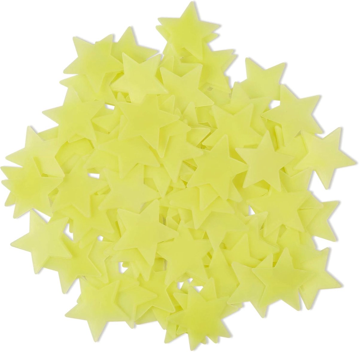 Image of 100 stuks effen gekleurde glow-ster stickers - Glow in the Dark kinderkamer plafond / muurdecoratie - Slaapkamer / babykamer benodigdheden - Geel