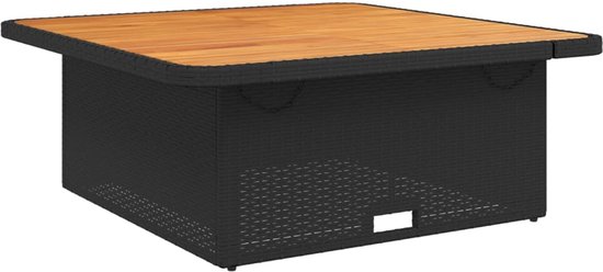 vidaXL Tuintafel 70x70x25 cm poly rattan en acaciahout zwart, tuin tafel, tuin salontafel, buiten bijzettafel, bijzettafel, bijzettafeltje